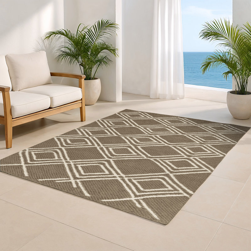 Tapis brun intérieur et extérieur Trellis, Rectangulaire 2 pi x 3 pi