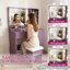 Ensemble de coiffeuse moderne mauve avec miroir à DEL 3 modes et tabouret rembourré