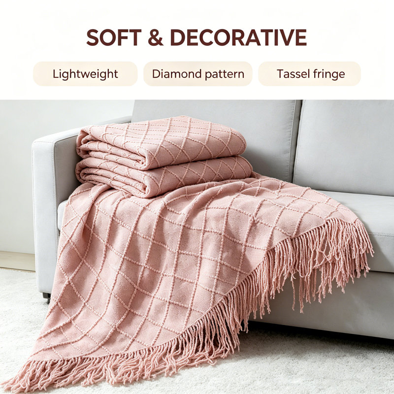 Hand Woven Blanket, 152 x 203cm, Pink