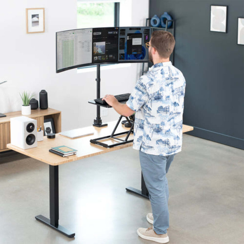 Extra Tall Black Single Ultrawide Monitor Desk Mount