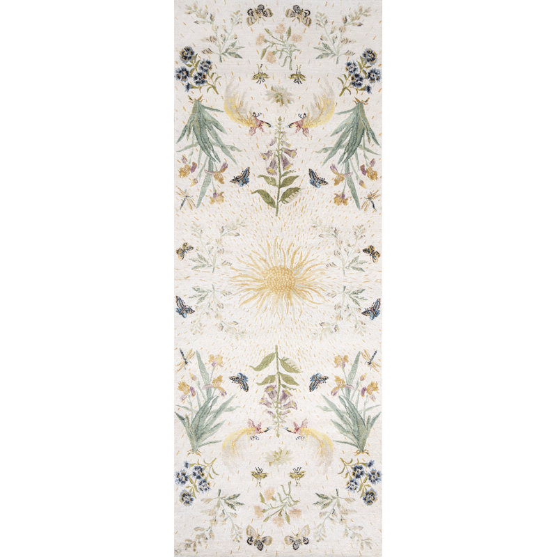 Classic Hand Knotted Floral Area Rug, Runner 3' x 8'