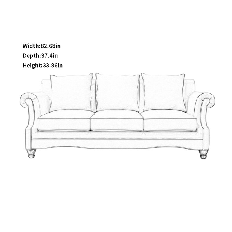 Canapé moderne, simple et créatif, 3, H 33,86 po x l 82,68 po x P 37,4 po