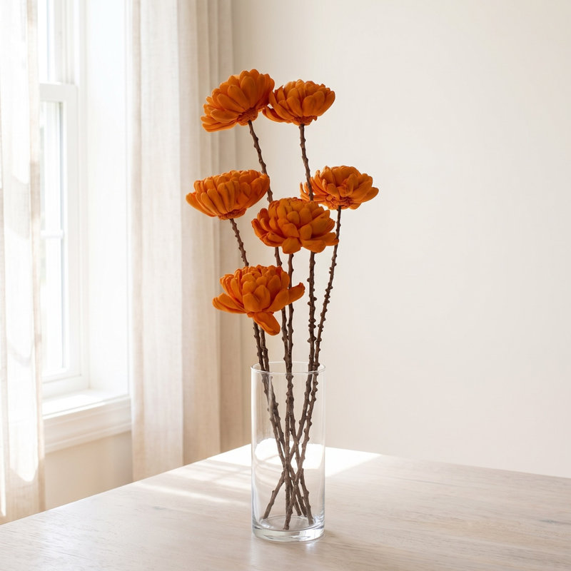 Football Mum Faux Flower Drop-In Bouquet, Tangerine