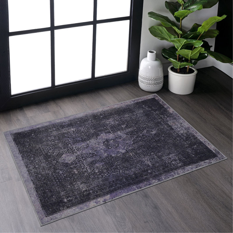 Tapis gris anthracite lavable 2 pi x 3 pi (anthracite, 2 pi x 3 pi), Rectangulaire 3 pi x 2 pi