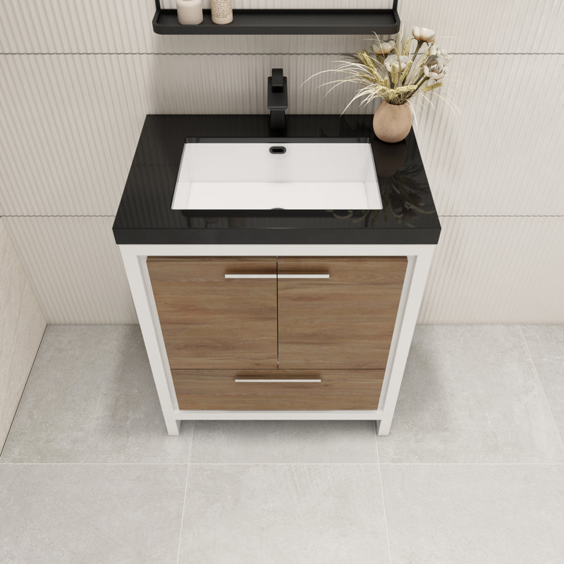 Ensemble de meuble-lavabo simple 30 po Enochville, Chêne blanc