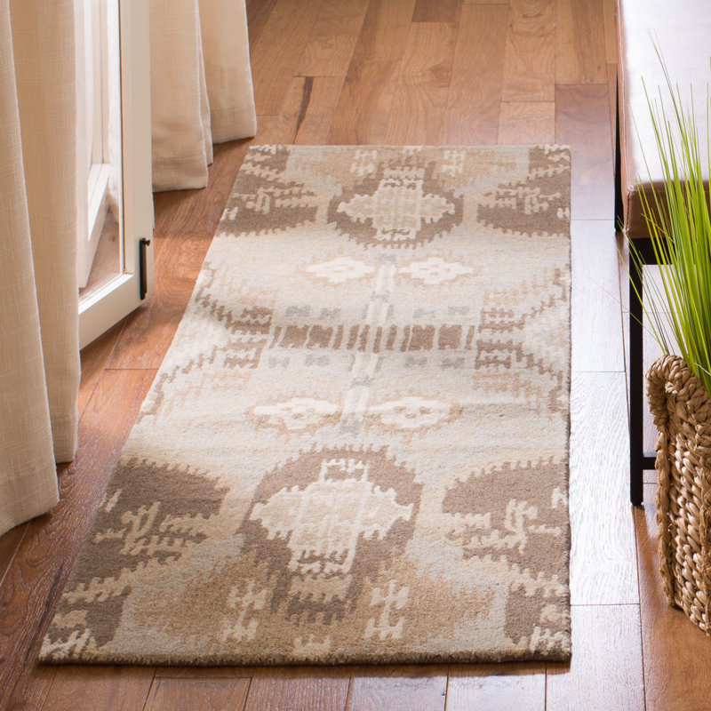 Kouerga bHand Tufted Wool Ikat Rug, Runner 2'3" x 7'