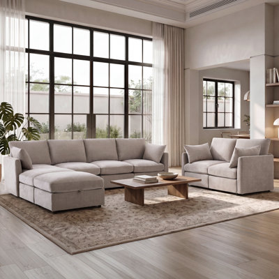Sarang 110.2" Modern Upholstered Sectional Modular Sofa Bed With Ottomans