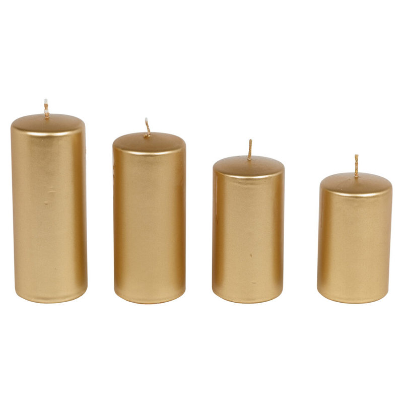Antoin Unscented Flameless Pillar Candle with Wax Holder, Gold