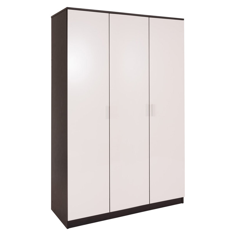 Cavanagh 3 Door Manufactured Wood Wardrobe, Gloss White/Matte Black Oak