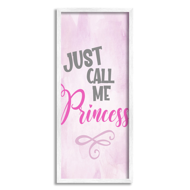 "Ba-895", encadré "Rose", "Call Me Princess" par Kim Allen, art textuel, H 24 po x l 10 po, Giclée encadrée blanc bord de mer