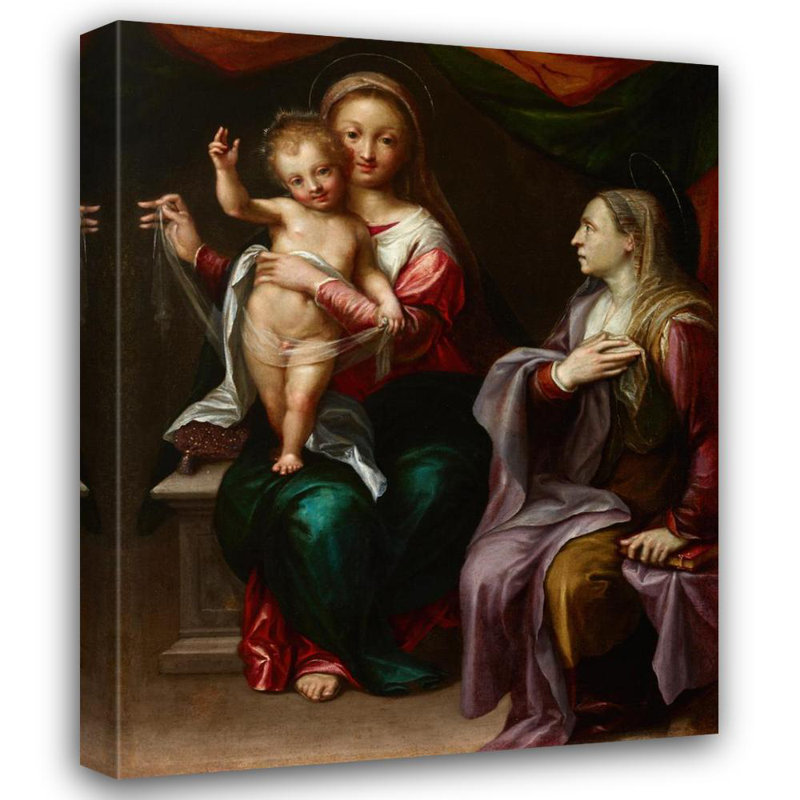 "La Vierge et l'enfant avec la Sainte Anne" par MuseumPrints - Art sur toile tendue avec châssis, H 40 po x l 28 po