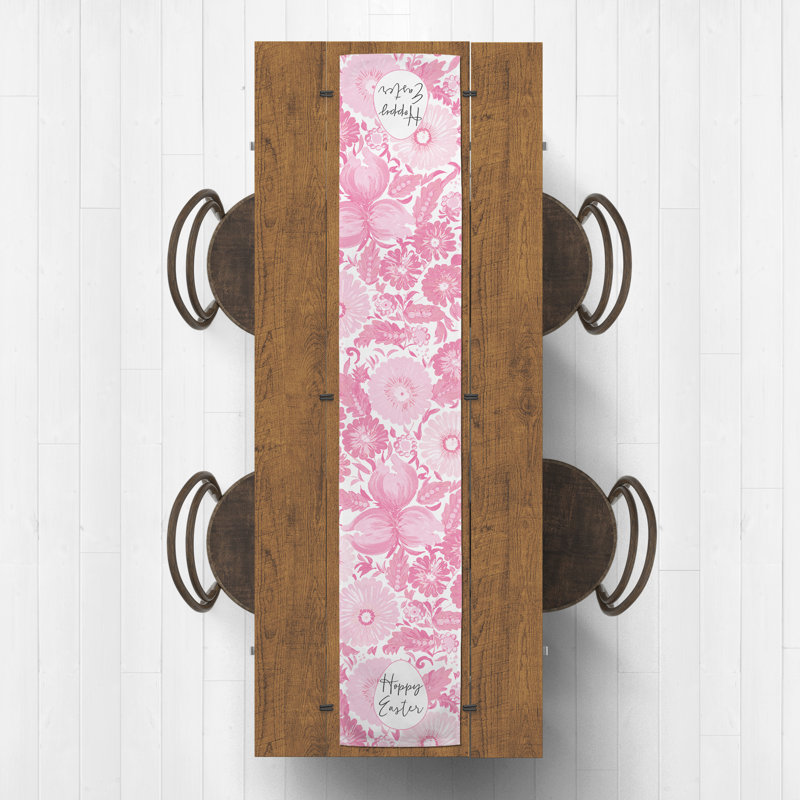 Brycelynn Rectangle Floral Easter Polyester Table Runner, 90" x 16"