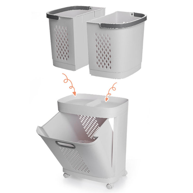 Plastic Rolling Laundry Sorter with Handles