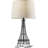 Eiffel Tower Desk Lamp, White Fabric Lampshade, 3D Relief Design