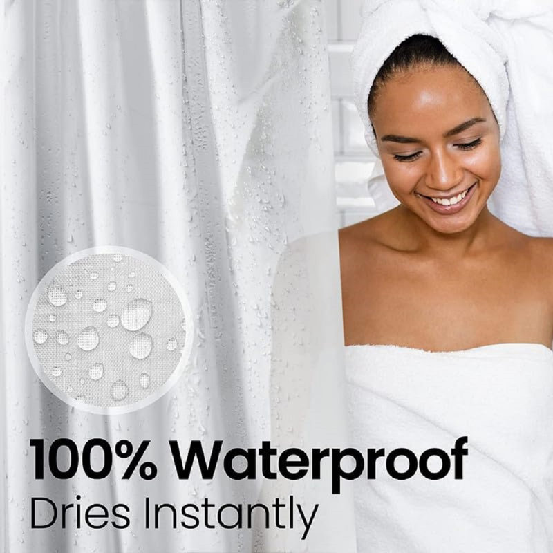 Rideau de douche en tissu Liba Premium, Blanc