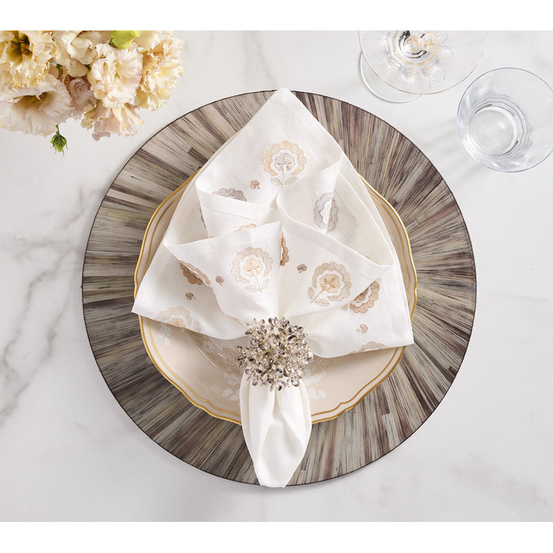 Carnation Napkin, White/Gray/Natural