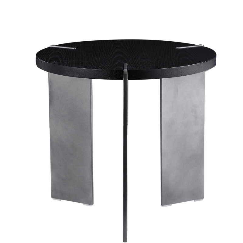 Table basse en bois de chêne noir et pieds en métal