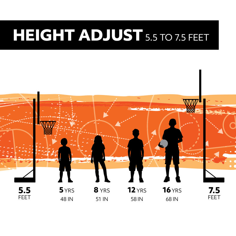 Adjustable Youth 30" Polycarbonate Portable Basketball Hoop