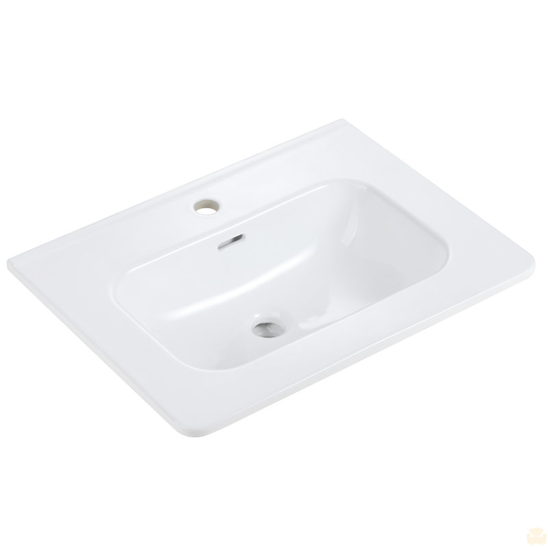 Lavabo intégré en céramique, drain et robinet non inclus (seulement évier en céramique, sans armoire) , 24"