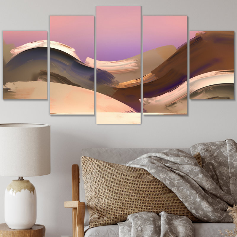 Courteny - impression sur toile de paysage abstrait - 5 panneaux