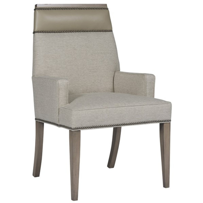 Michael Weiss Phelps Stocked Dining Armchair, Marcus Linen/Remmy Beige, Silverthorne, Yes