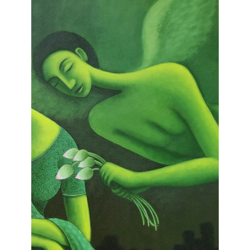 Le couple d'amoureux | Acrylique sur toile | Uttam Bhattacharya | Pour la décoration murale