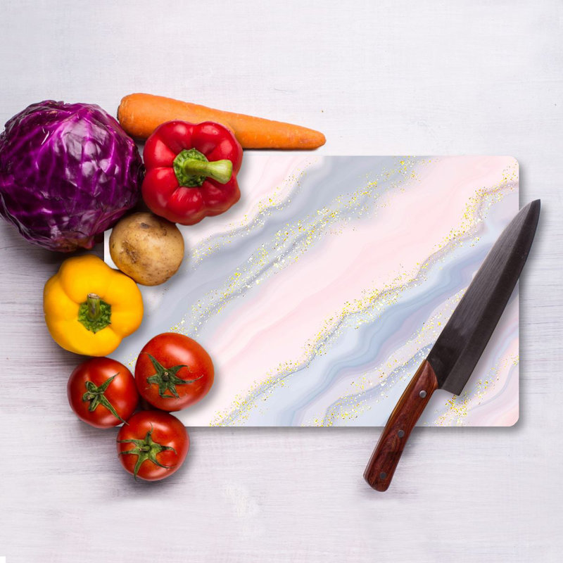 Planche à découper en verre trempé de qualité supérieure Flourish, 9,8 x 13,8 pouces | Pieds en silicone 100% antibactériens, faciles à nettoyer et antidérapants | Cuisine durable indispensable pour une préparation sécuritaire des aliments, design élégant et fonctionnel