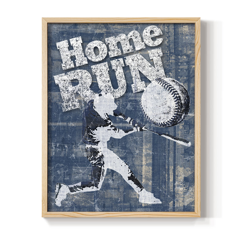Reproduction encadrée Home Run - bois massif, Naturel, H 21 po x l 17 po