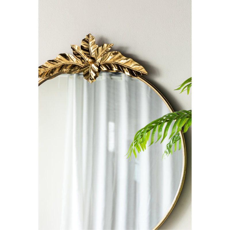Miroir mural 36 po x 41 po avec cadre en métal doré, grand miroir rond chic pour le salon, pour l'entrée