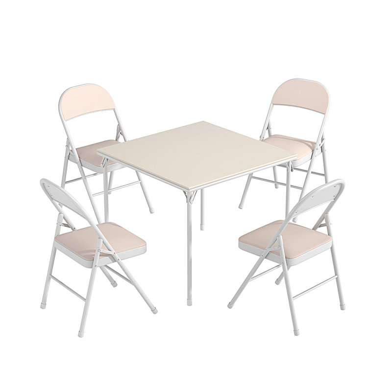 Table de jeu de cartes avec chaises 33,8 "33,8", Beige / Blanc