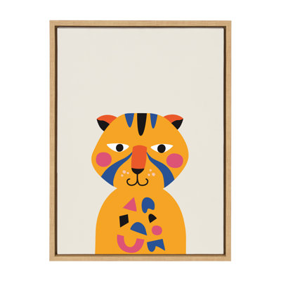 Mid Century Modern Baby Tiger by Rachel Lee 3 Birdies Studio Framed Canvas Wall Art Print