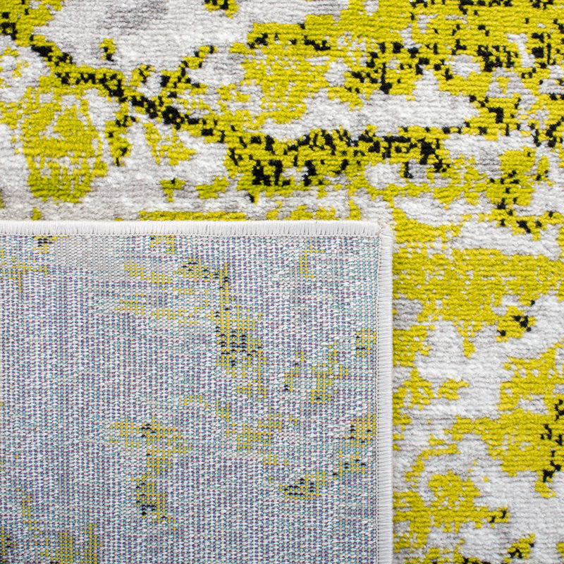 Skyler Gray and Green Synthetic Square Medallion Rug