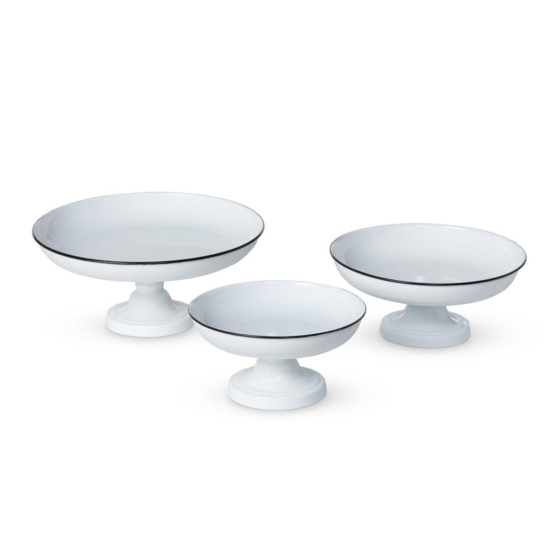 Park Hill Collection Enamelware Pedestal Servers, Set Of 3
