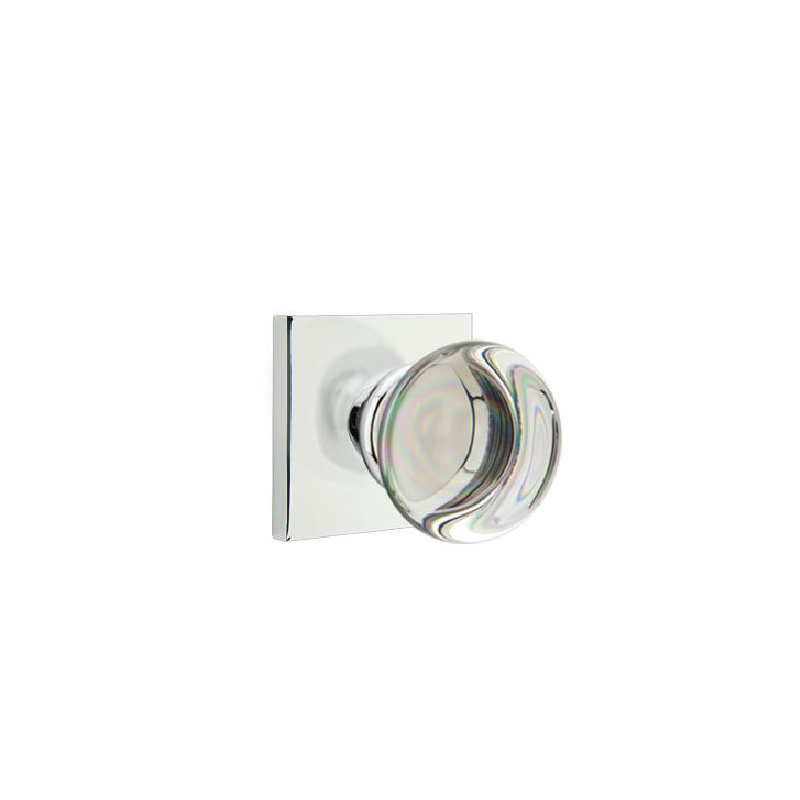 Providence Round Knob with Square Rosette, Bright Chrome