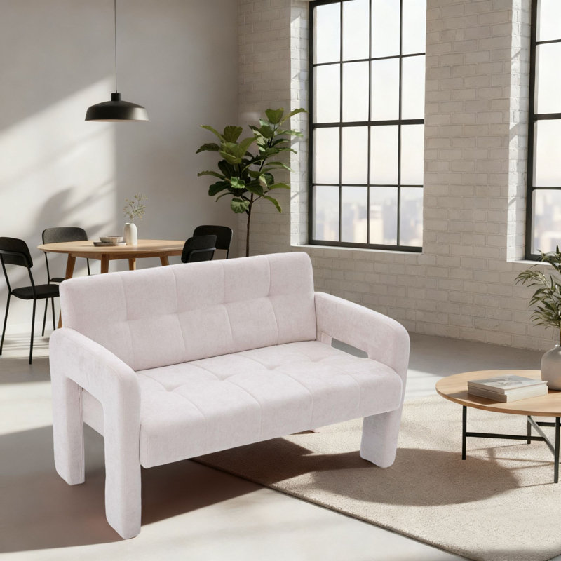 Canapé de réception moderne rembourré en chenille avec rembourrage confortable pour salon, chambre à coucher, petits espaces et espace de réception