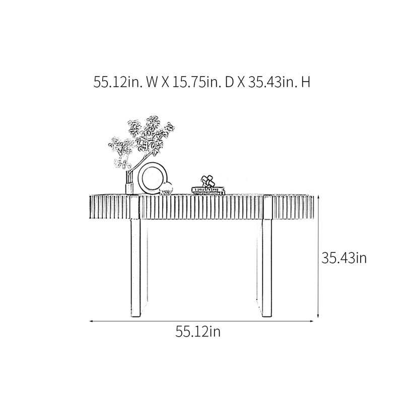 Console Modern Minimalist Art, H 35,43 po x l 55,12 po x P 15,75 po, Brun, Orange