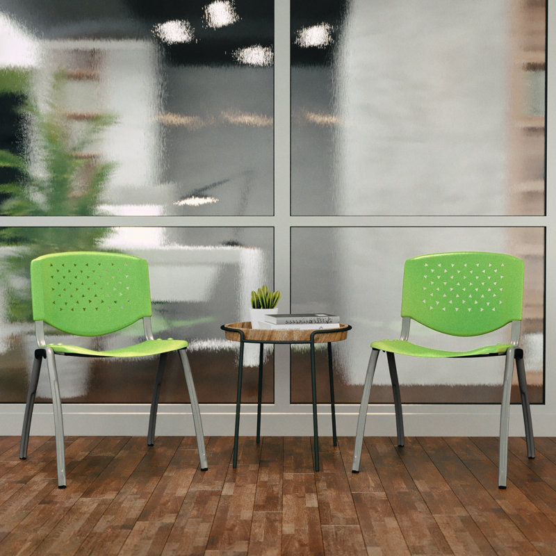 Green Plastic Stacking Reception Chair with Metal Frame