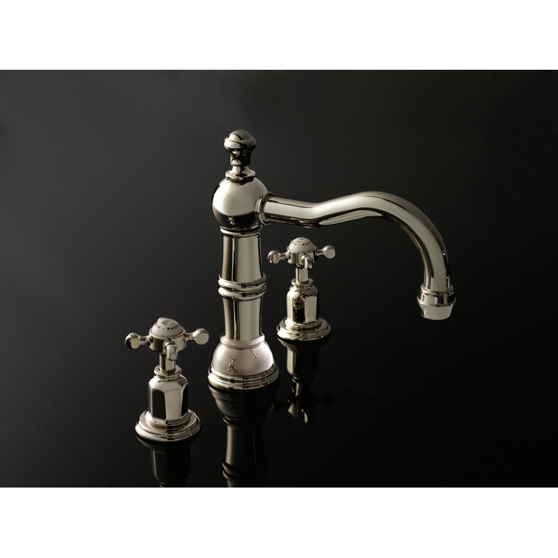 Edwardian™ Widespread Bathroom Faucet with Drain Assembly, Polished Nickel, Cross