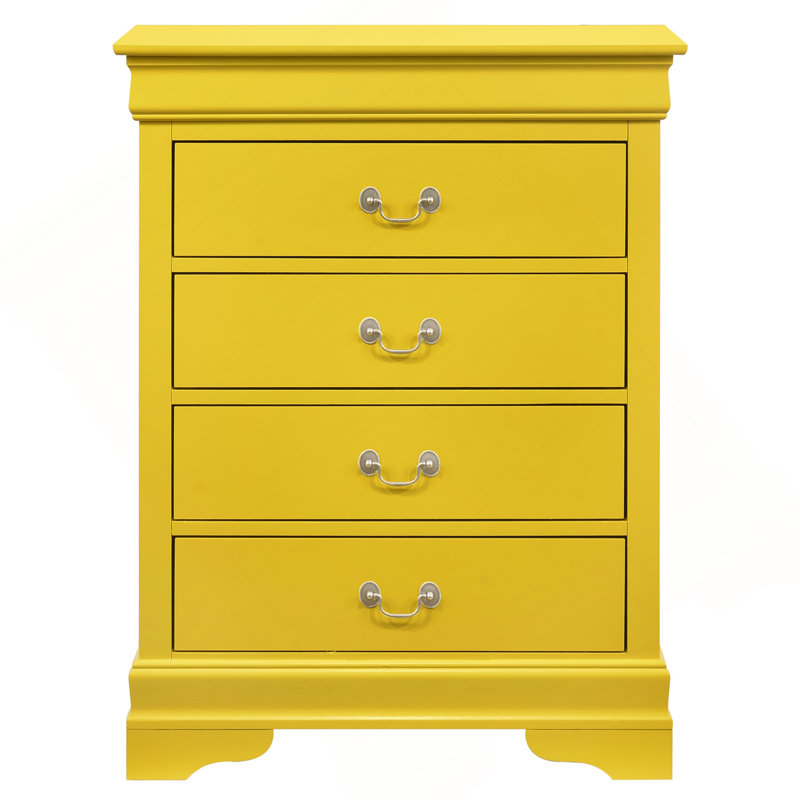 Commode 4 tiroirs, jaune