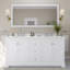 Meuble-lavabo double 72 po Avery en blanc, comptoir en marbre de culture blanc, lavabos carrés encastrés (3 trous), garniture en chrome poli-98213416-98213417-134396104