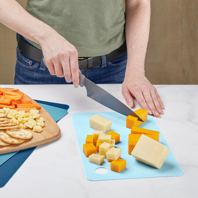 Tovolo Elements Flexible Cutting Board Set of 3 Small Medium Large, Assorted Blue