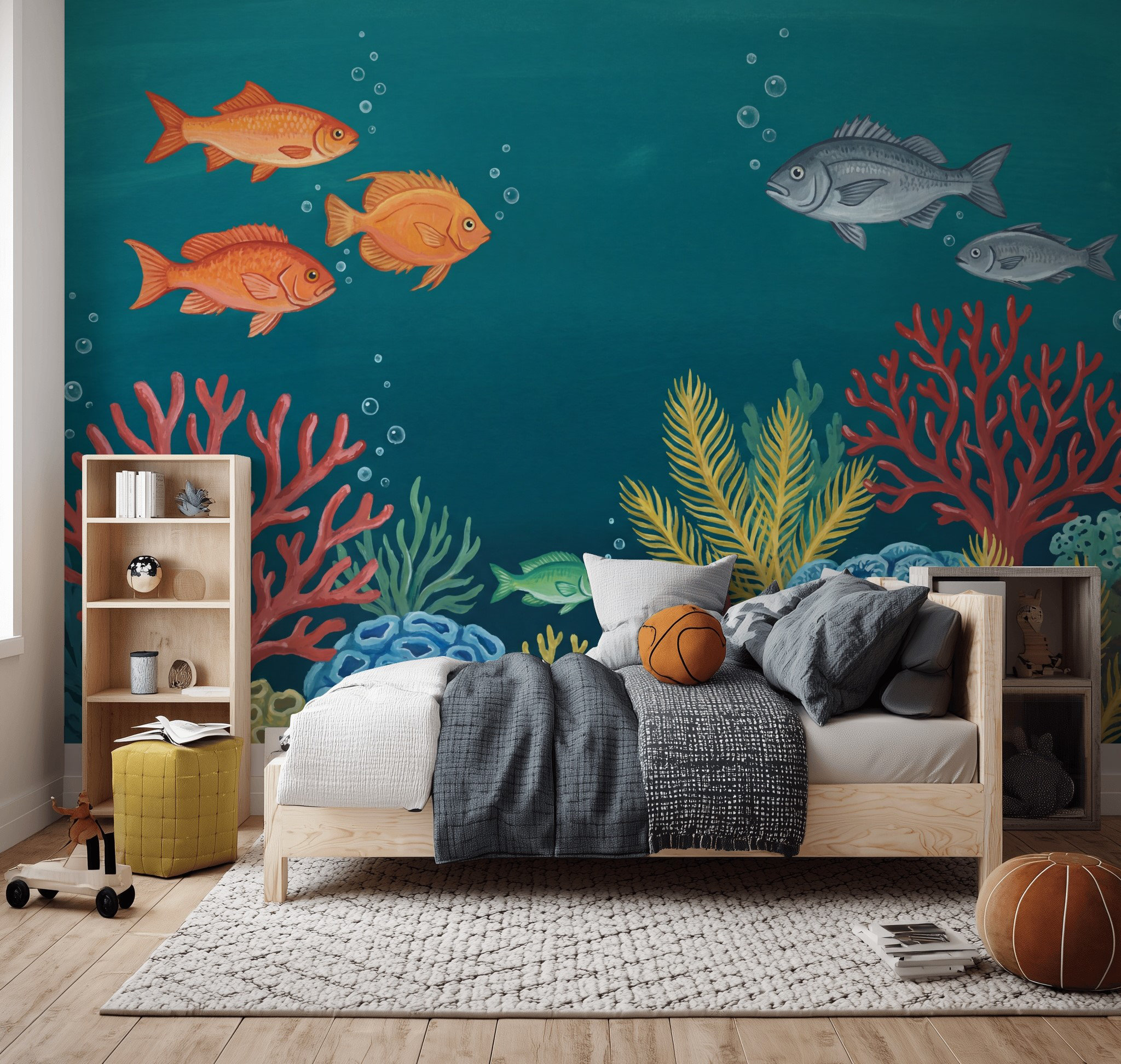 Lark Manor™ Coral Reef Wallpaper Underwater Removable Fish Wall Decor ...