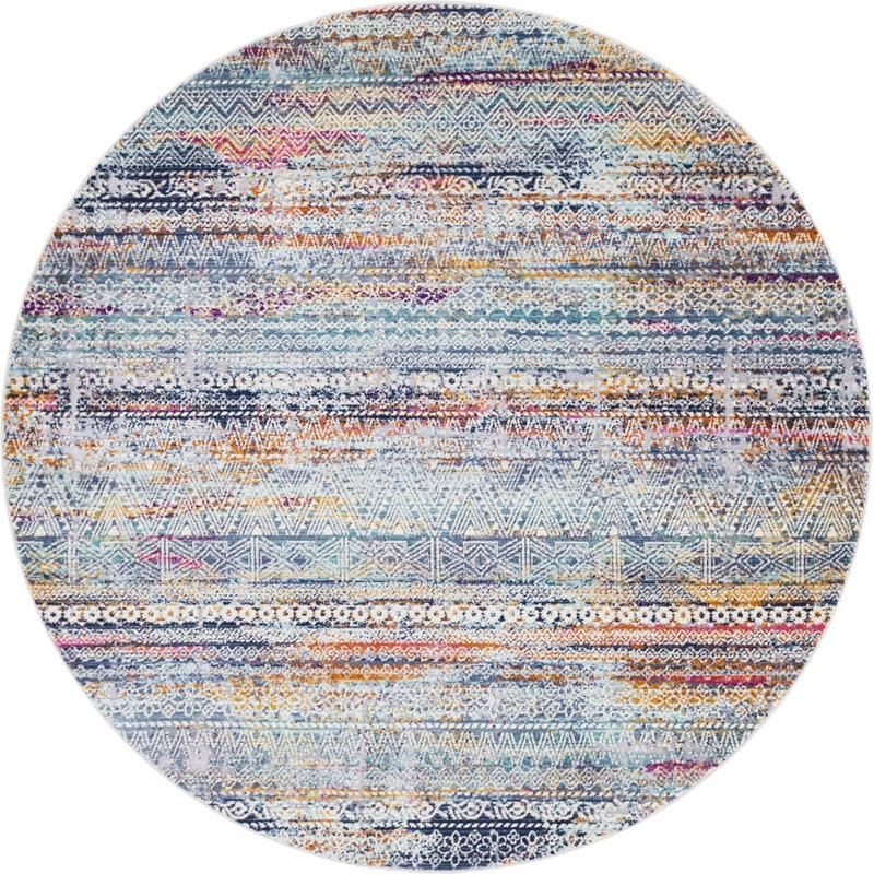 Geometric Indoor Rug, Round 5'2"