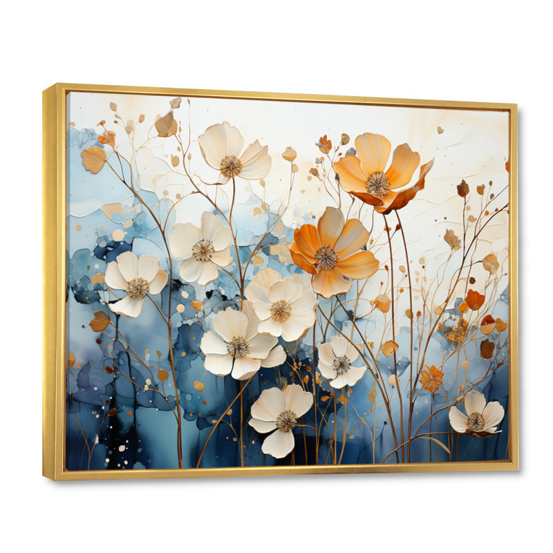 «Blue Teal», reproduction d'art sur toile encadrée, H 12 po x l 20 po, Cadre flottant doré
