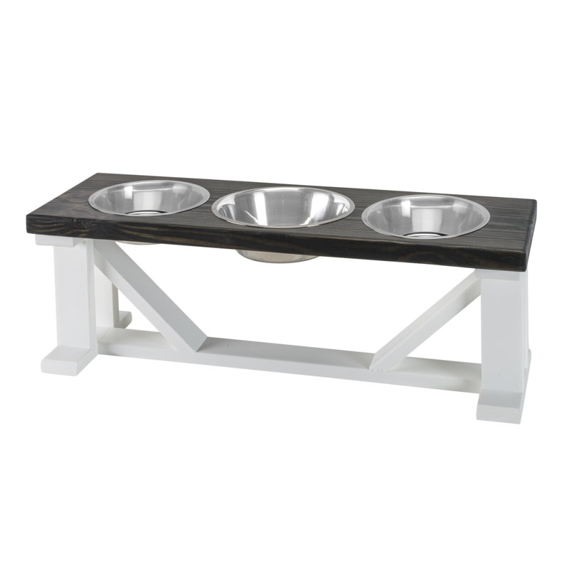 Mangeoire pour chien, Moyen (12 po), Blanc / Ébène
