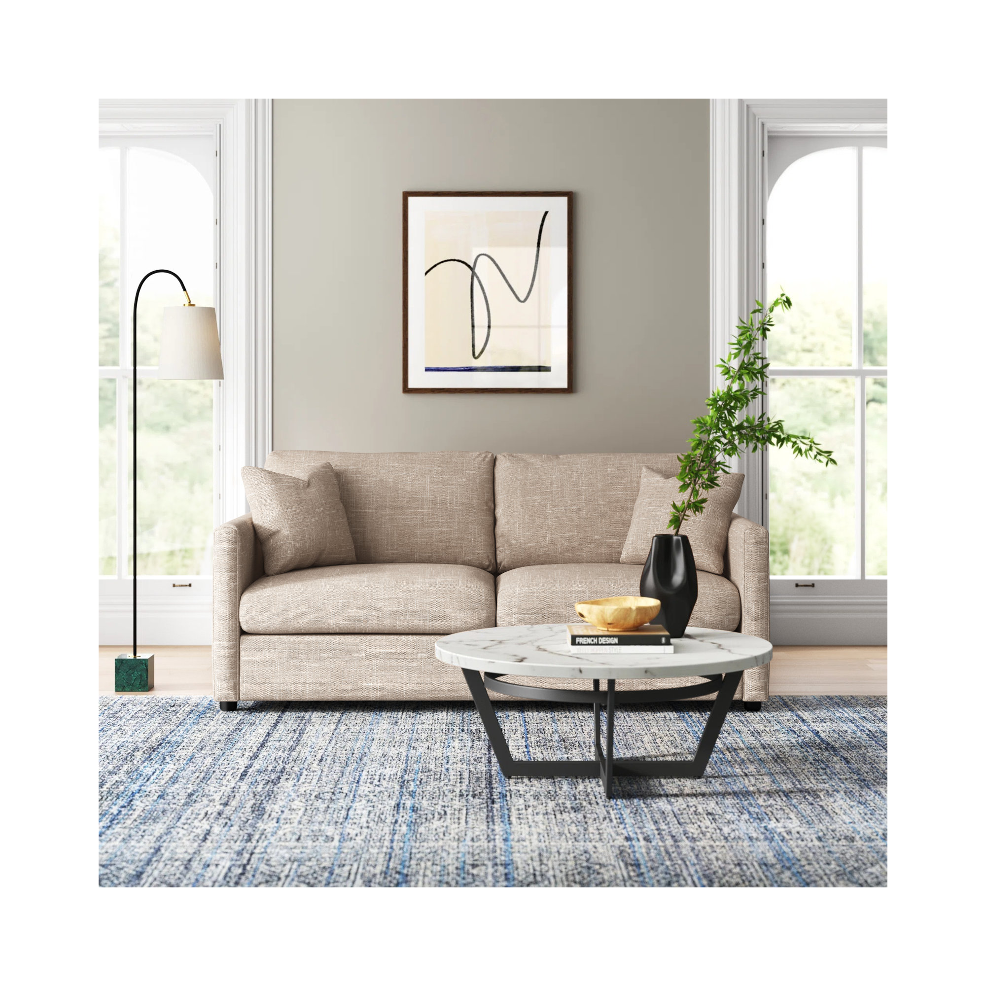 Godwin 75'' Upholstered Sleeper Sofa, Macc Ecru