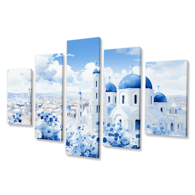 Coastal Orthodox Church In Grèce II - Grèce, art mural multipanel pour le salon