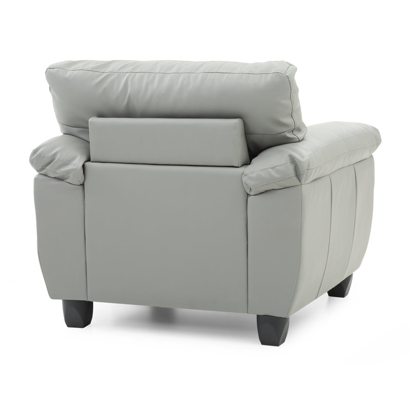 Fauteuil capitonné large de 36 po Benton, Similicuir gris