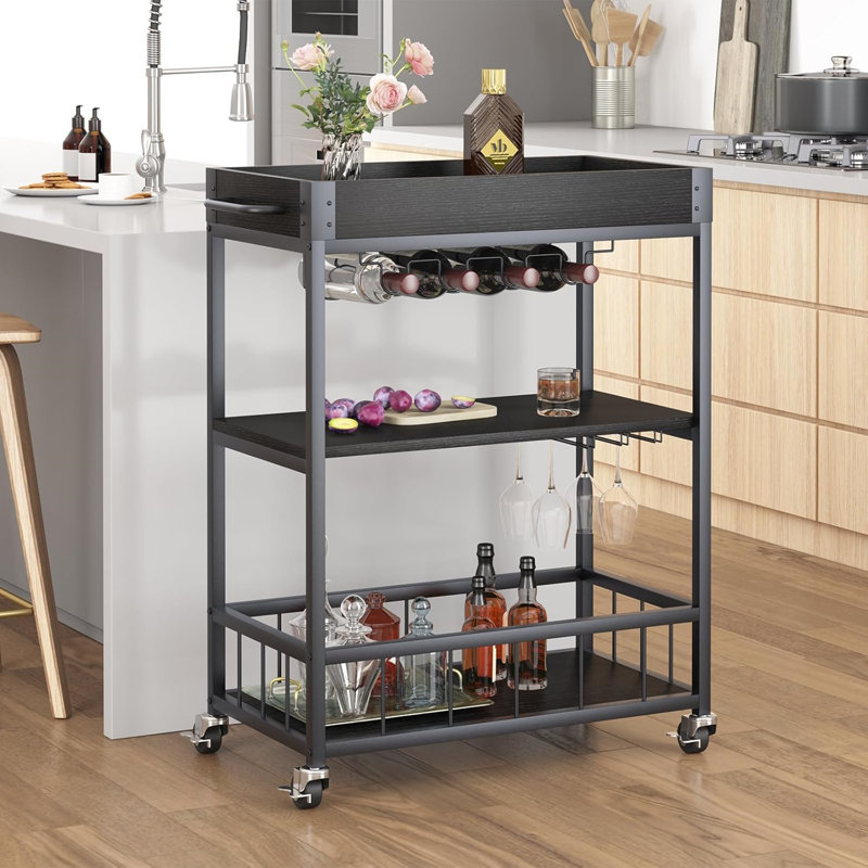 Wine Bottle & Glass Rack Black