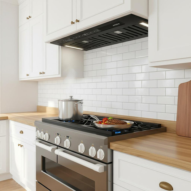 Hotte encastrable 36 po BRANO, hotte de cuisine intégrée 900 CFM avec commande vocale, hotte convertible à conduit / sans conduit